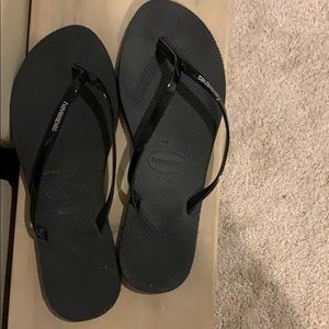 Havaianas black shiny flip flops